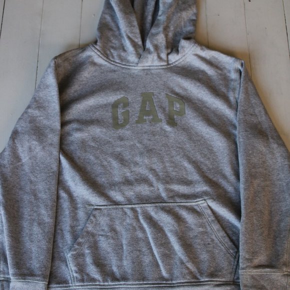 Monochromatic Grey GAP Logo Hoodie, Boys Size XXL (18) - Picture 4 of 7